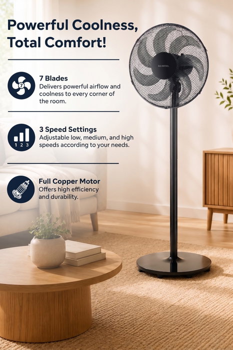 Kumtel KTF-760 Ventilador de 50W con 7 Aspas y Altura Ajustable